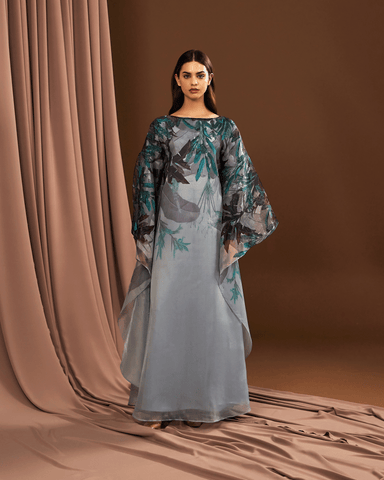 BLUE SAFARI PRINTED AND EMBROIDERED THOUB