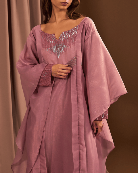 PURPLE COTTON EMBROIDERED THOUB