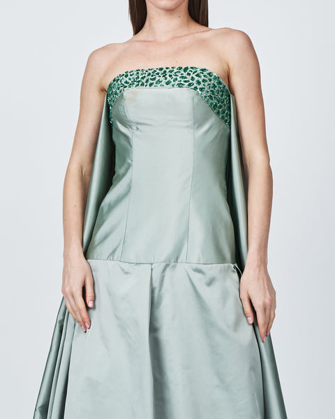 TAFFETA SILK TUBE DRESS WITH EMBROIDERY