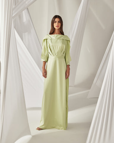 LIGHT GREEN PANEL BELTED DRESS